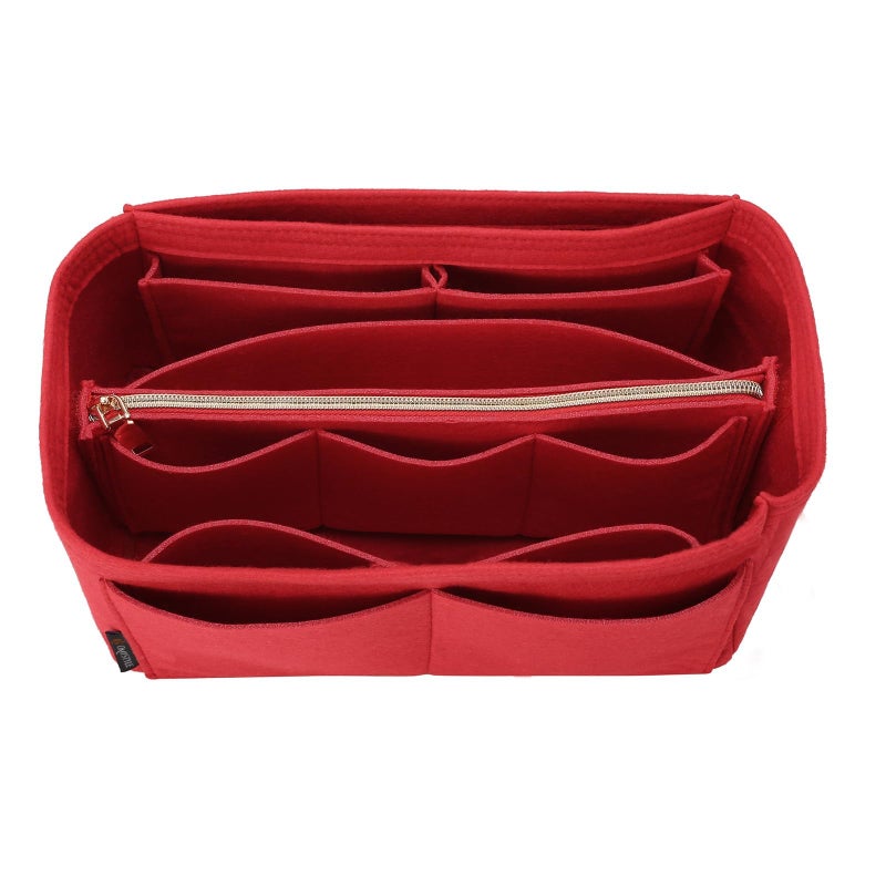 OMYSTYLE Red Slender Large Organizer Insert, Felt Tote Bag Organizer Insert with 5 Sizes, Handbag Dividers for Inside Purse, Compatible with Longchamp, Neverful, Speedy and More - Image 1